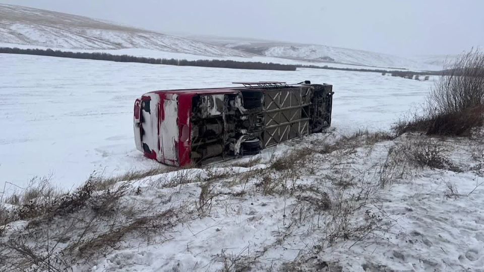 По предварительным данным 15 ноября в 12:15 на подъездной а/д к г.Шилка,8 км от ФАД Р-297 водитель автобуса совершил наезд на животное (КРС),не справился с управлением и совершил опрокидывание.Автобус перевозил...
